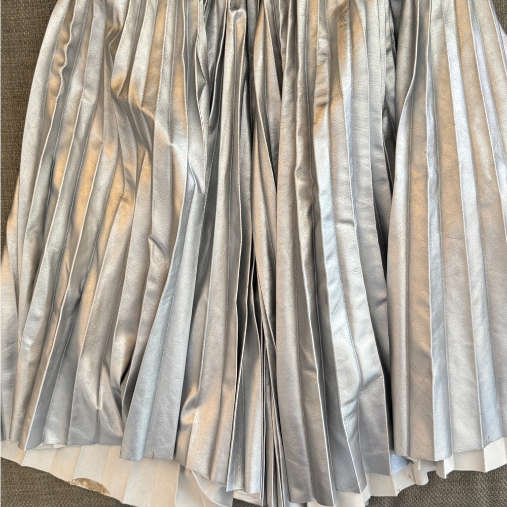 Festive Pleather Silver Pleated children’s Skirt